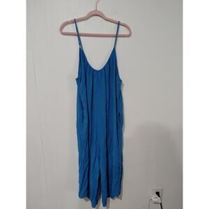 Hunter & Brown Women Large Jumpsuit Blue Sleeveless Wide Leg Flowy Boho Casual
